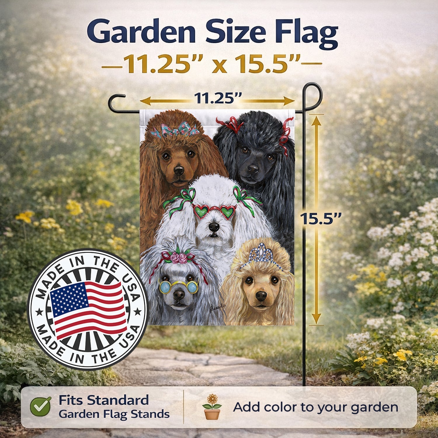 Poodle Oodles Garden Flag Mailbox Decorative Yard Banner Outside Patio Artwork for Flower Beds, Garden Size, Multicolor