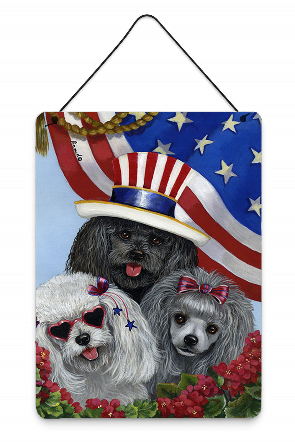 Poodle USA Wall or Door Hanging Prints Aluminum Metal Sign Kitchen Wall Bar Bathroom Plaque Home Decor Front Door Plaque, 12x16, Multicolor