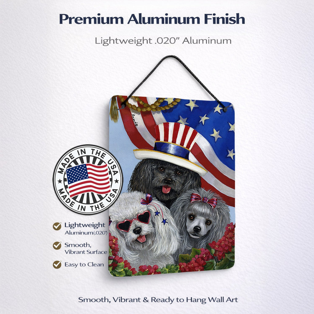 Poodle USA Wall or Door Hanging Prints Aluminum Metal Sign Kitchen Wall Bar Bathroom Plaque Home Decor Front Door Plaque, 12x16, Multicolor