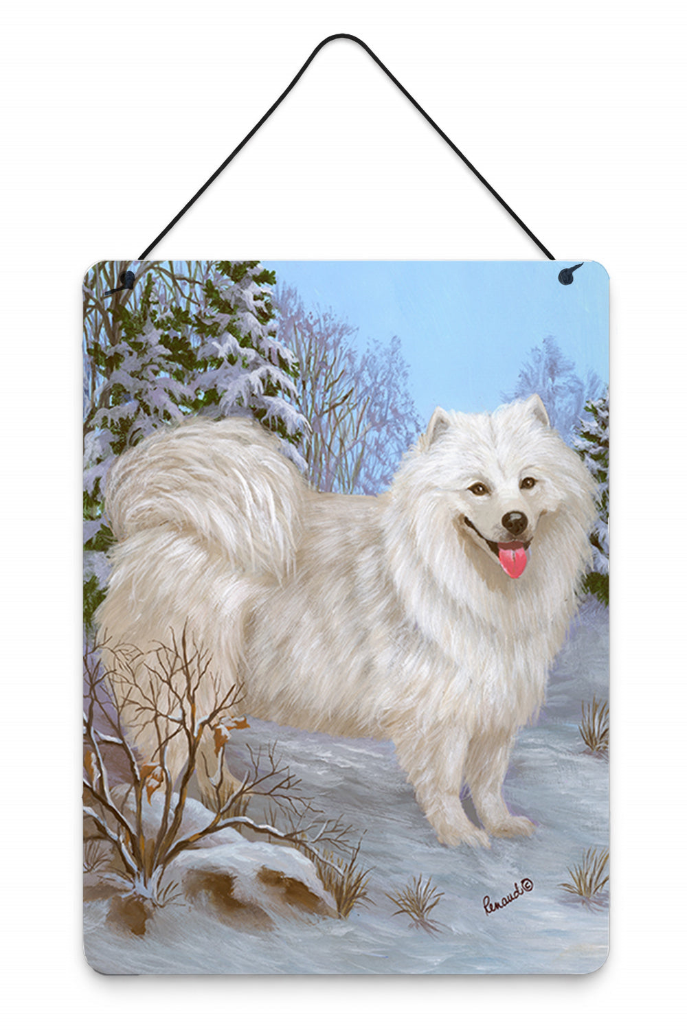 Samoyed Happiness Wall or Door Hanging Prints Aluminum Metal Sign Kitchen Wall Bar Bathroom Plaque Home Decor Front Door Plaque, 12x16, Multicolor