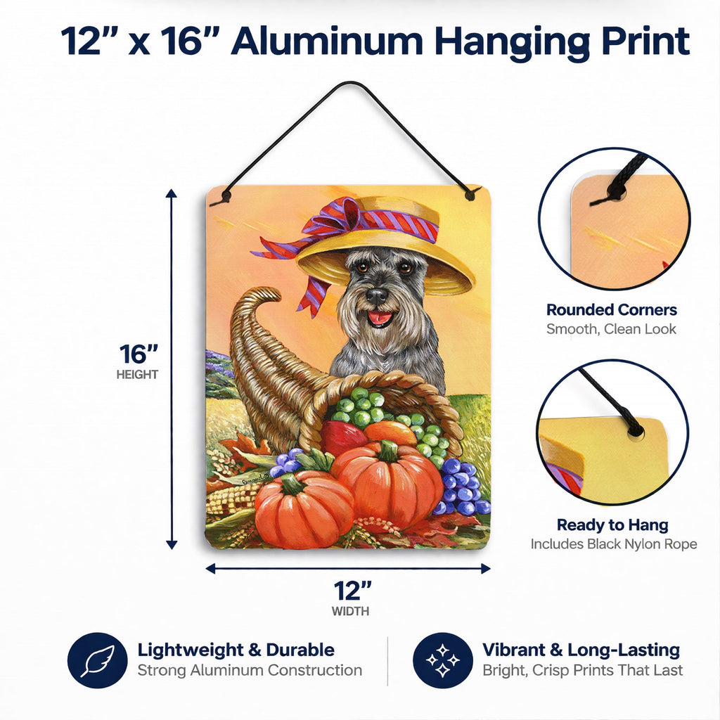 Schnauzer Autumn Wall or Door Hanging Prints Aluminum Metal Sign Kitchen Wall Bar Bathroom Plaque Home Decor Front Door Plaque, 12x16, Multicolor