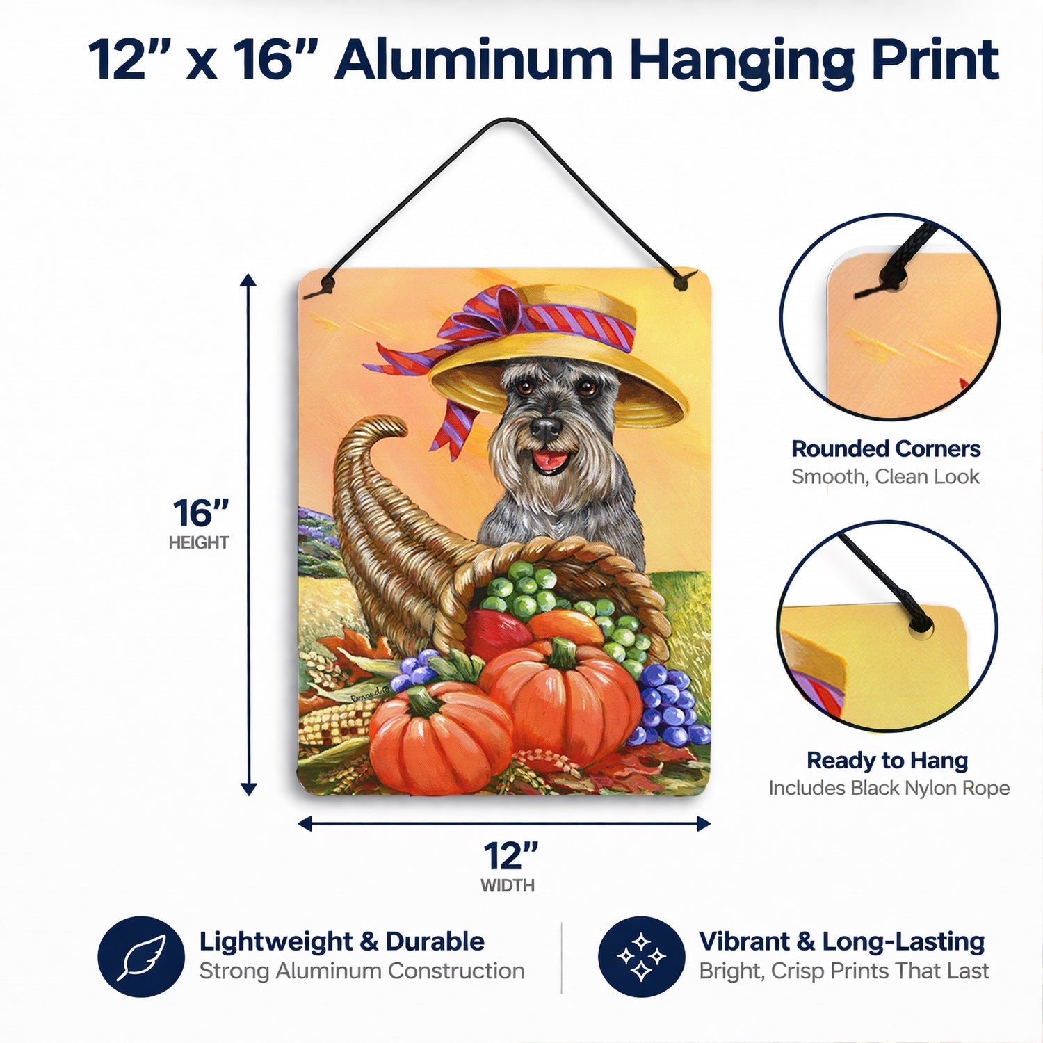 Schnauzer Autumn Wall or Door Hanging Prints Aluminum Metal Sign Kitchen Wall Bar Bathroom Plaque Home Decor Front Door Plaque, 12x16, Multicolor