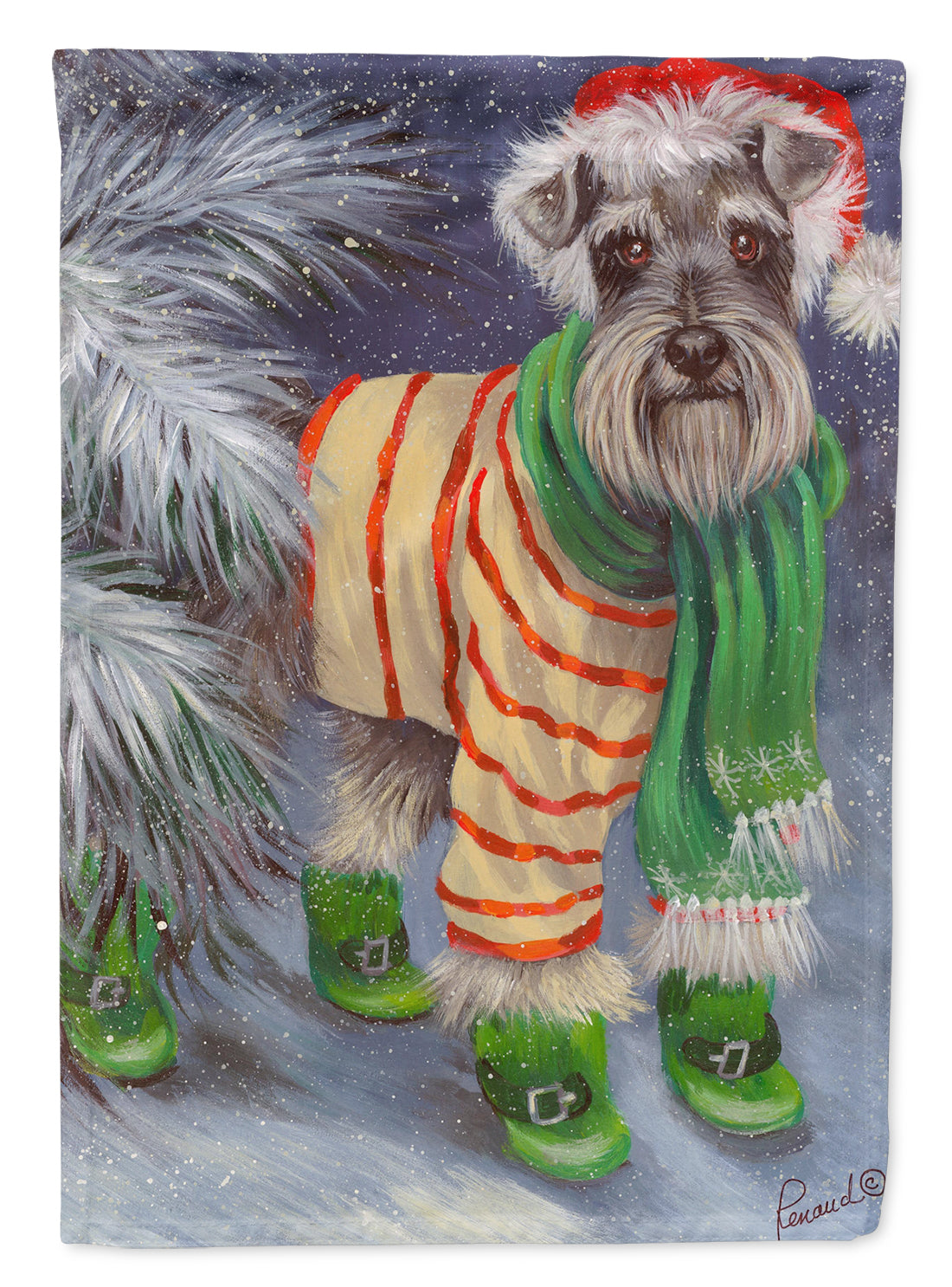 Schnauzer Christmas Green Boots Garden Flag Mailbox Decorative Yard Banner Outside Patio Artwork for Flower Beds, Garden Size, Multicolor
