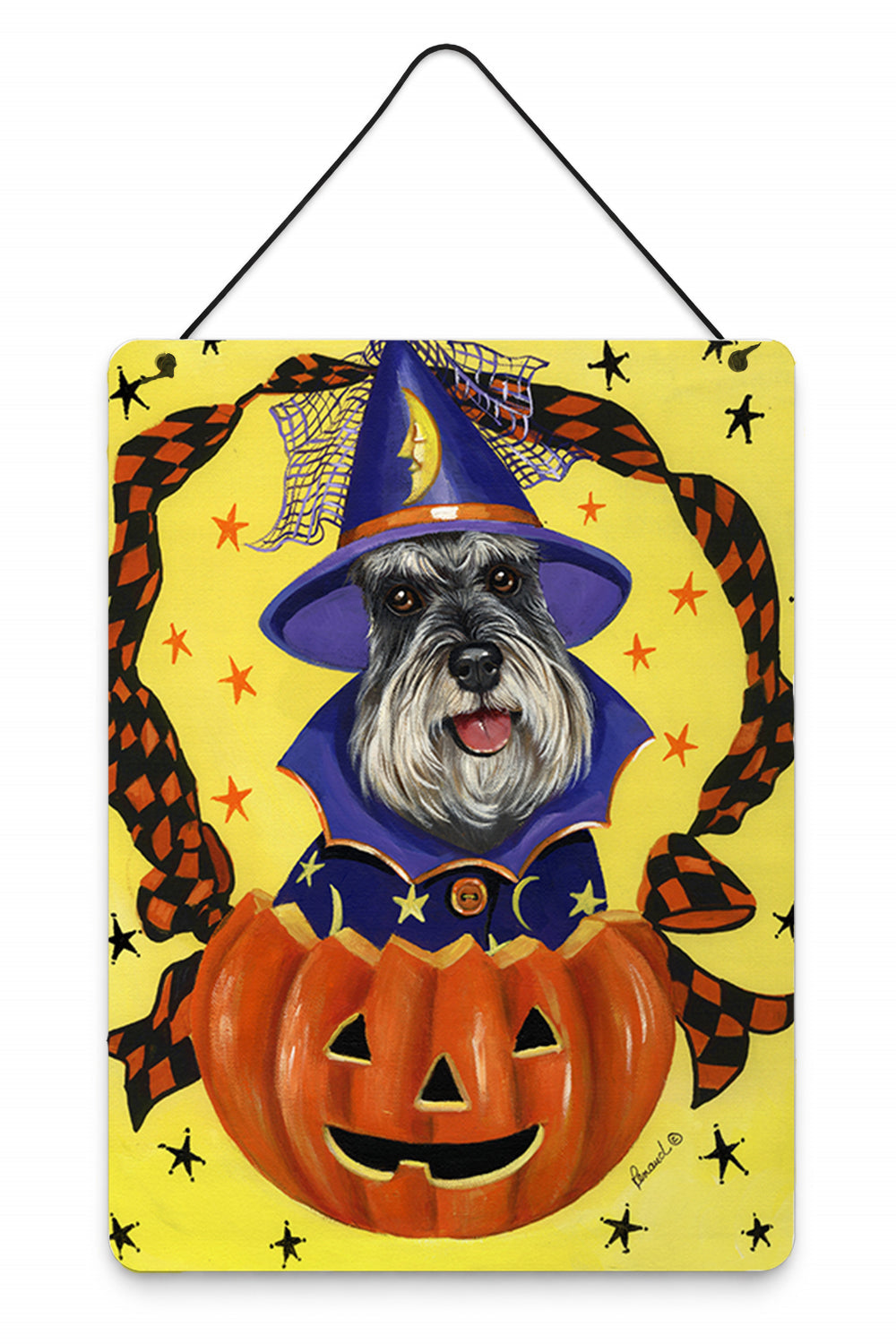 Schnauzer Halloween Wall or Door Hanging Prints Aluminum Metal Sign Kitchen Wall Bar Bathroom Plaque Home Decor Front Door Plaque, 12x16, Multicolor