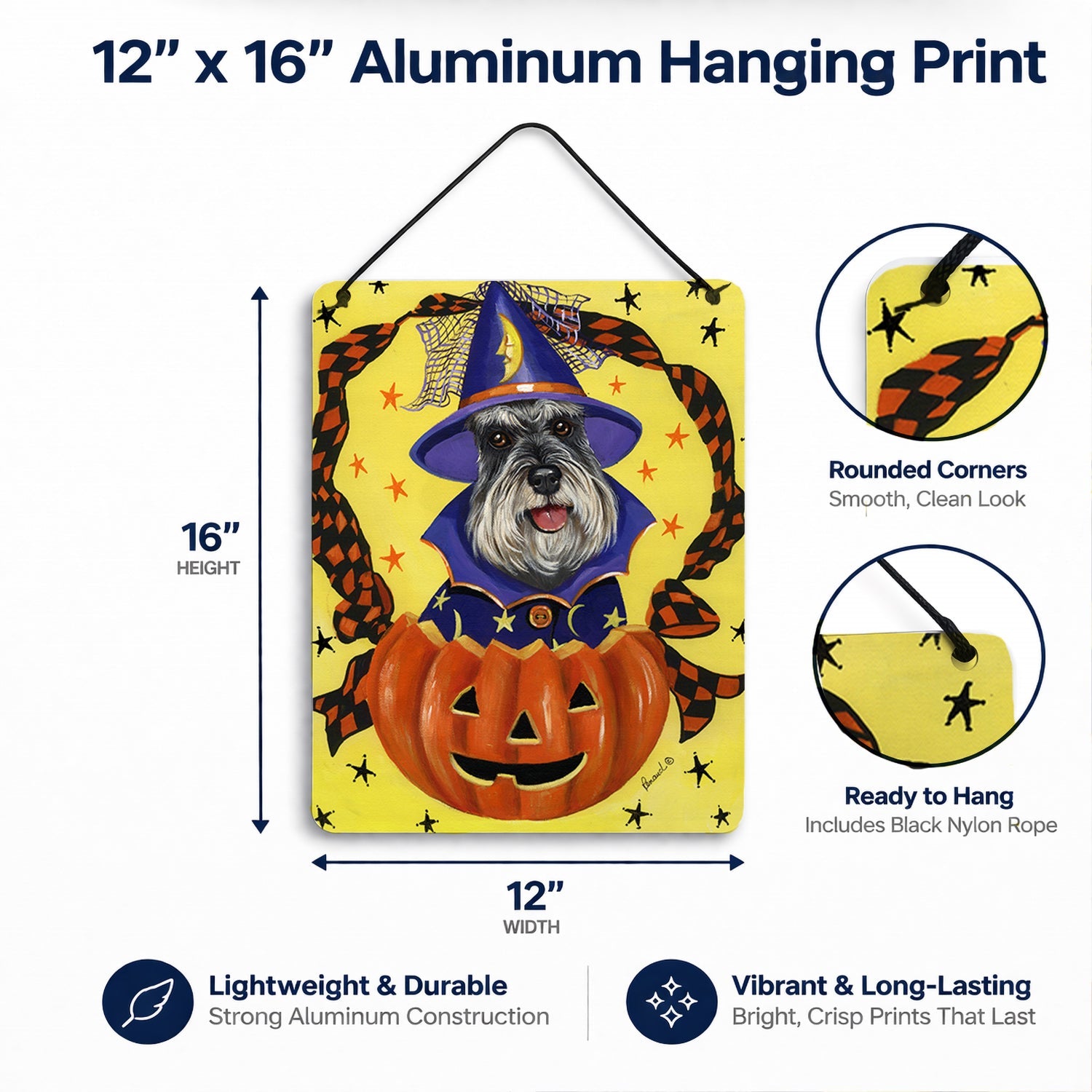 Schnauzer Halloween Wall or Door Hanging Prints Aluminum Metal Sign Kitchen Wall Bar Bathroom Plaque Home Decor Front Door Plaque, 12x16, Multicolor