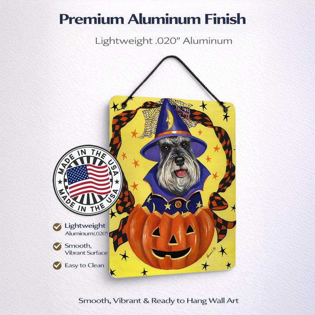 Schnauzer Halloween Wall or Door Hanging Prints Aluminum Metal Sign Kitchen Wall Bar Bathroom Plaque Home Decor Front Door Plaque, 12x16, Multicolor