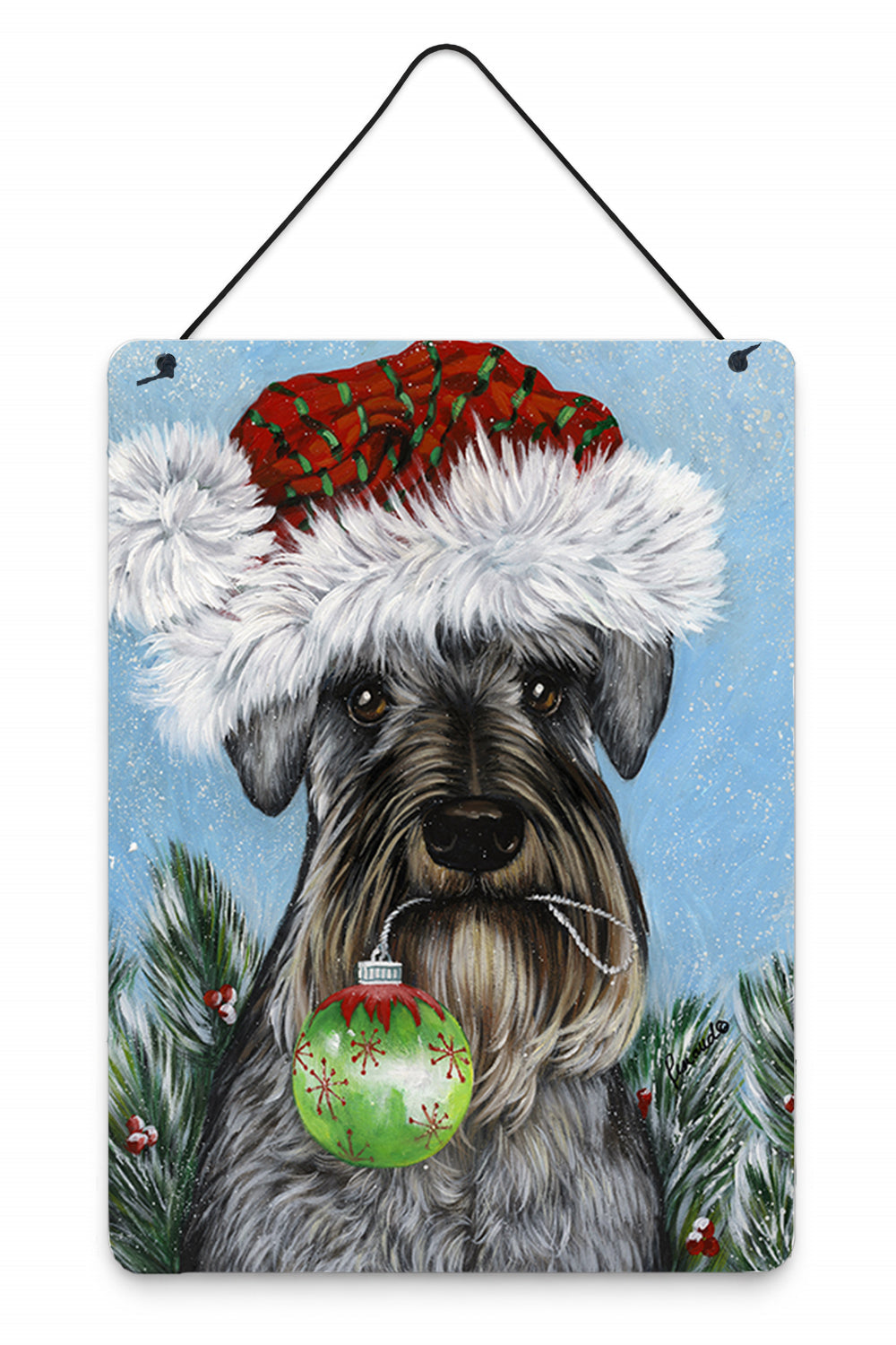 Schnauzer Christmas Pure at Heart Wall or Door Hanging Prints Aluminum Metal Sign Kitchen Wall Bar Bathroom Plaque Home Decor Front Door Plaque, 12x16, Multicolor