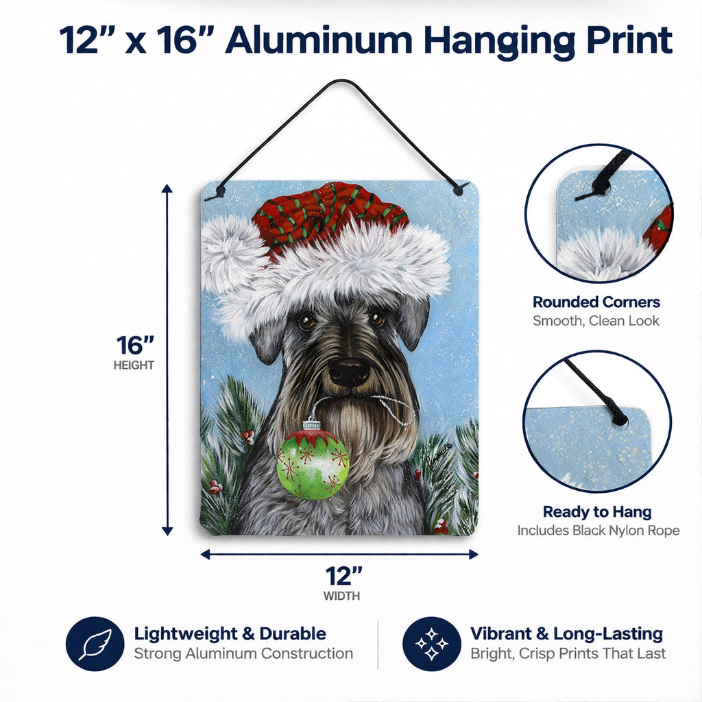 Schnauzer Christmas Pure at Heart Wall or Door Hanging Prints Aluminum Metal Sign Kitchen Wall Bar Bathroom Plaque Home Decor Front Door Plaque, 12x16, Multicolor