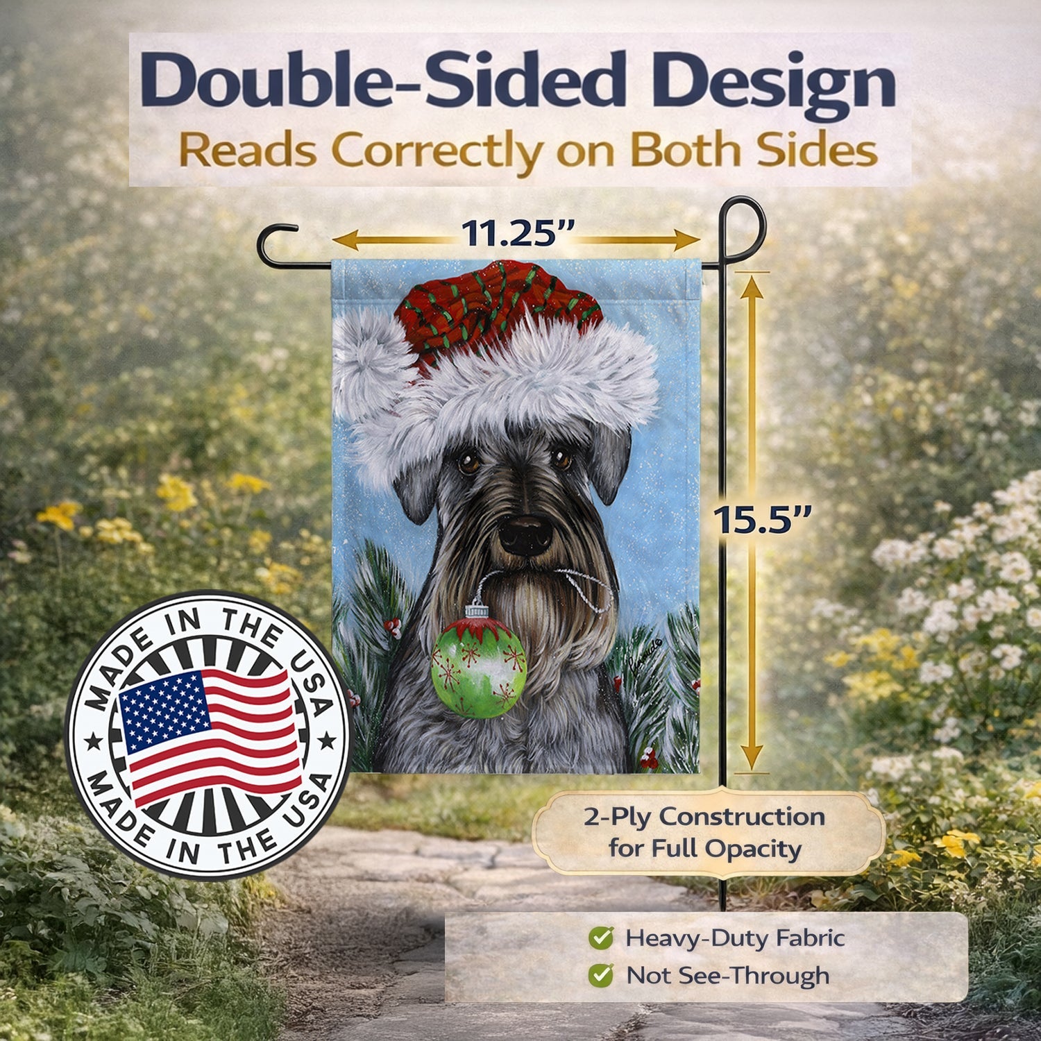 Schnauzer Christmas Pure at Heart Garden Flag Mailbox Decorative Yard Banner Outside Patio Artwork for Flower Beds, Garden Size, Multicolor