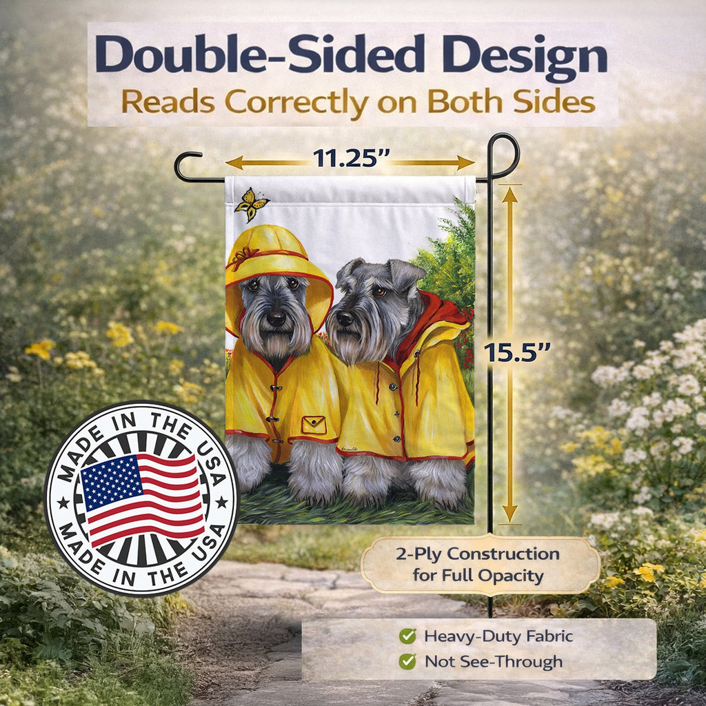 Schnauzer Rain Gear Garden Flag Mailbox Decorative Yard Banner Outside Patio Artwork for Flower Beds, Garden Size, Multicolor