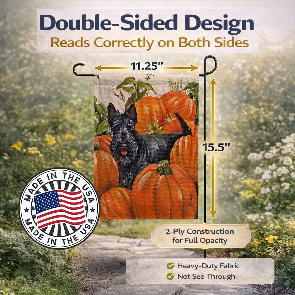 Scottish Terrier Scottie Pumpkins Garden Flag Mailbox Decorative Yard Banner Outside Patio Artwork for Flower Beds, Garden Size, Multicolor