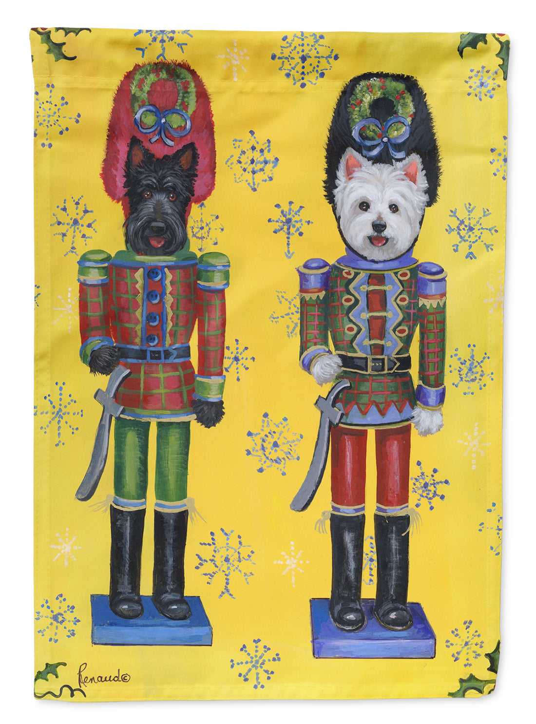 Scottie and Westie Christmas Nutcrackers Garden Flag Mailbox Decorative Yard Banner Outside Patio Artwork for Flower Beds, Garden Size, Multicolor