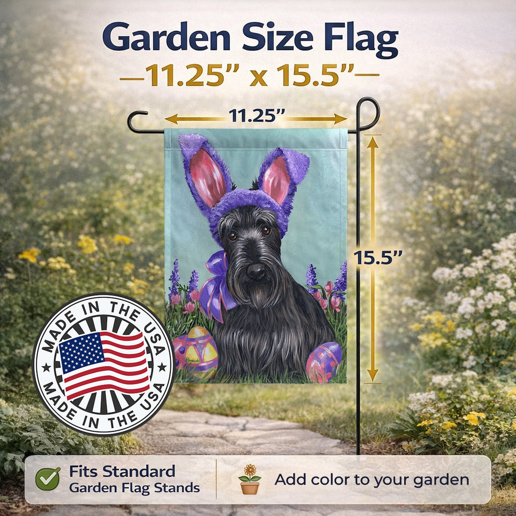 Scottie Easter Bunny Garden Flag Mailbox Decorative Yard Banner Outside Patio Artwork for Flower Beds, Garden Size, Multicolor