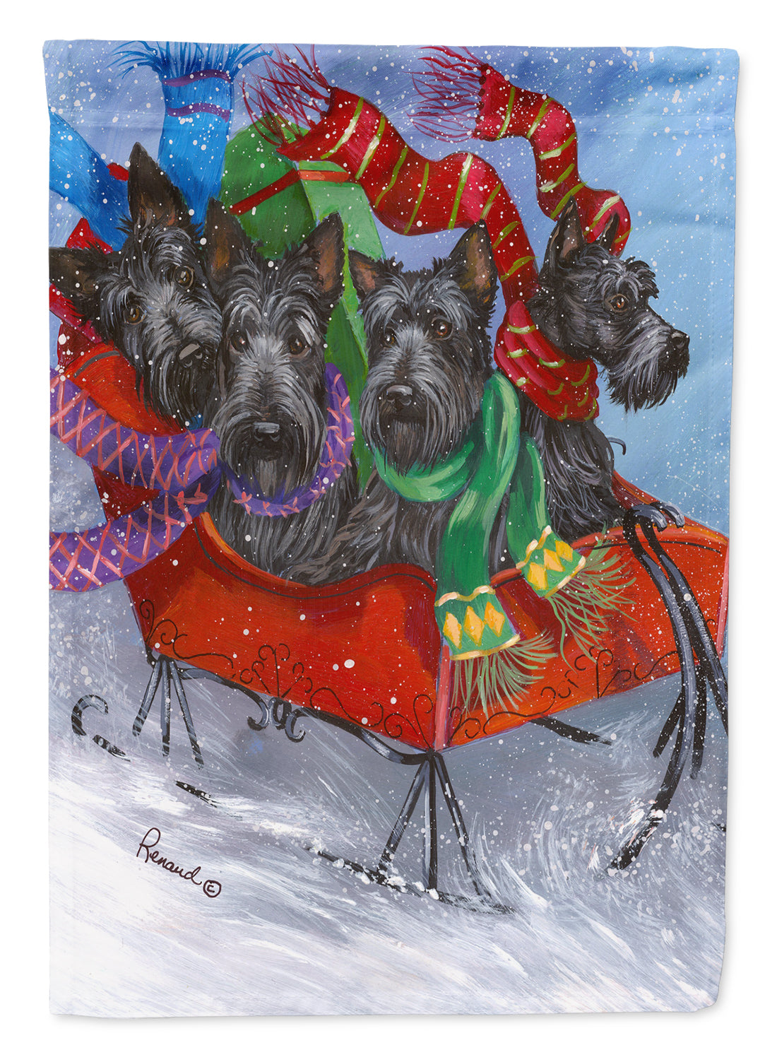 Scottie Christmas Dashing Garden Flag Mailbox Decorative Yard Banner Outside Patio Artwork for Flower Beds, Garden Size, Multicolor