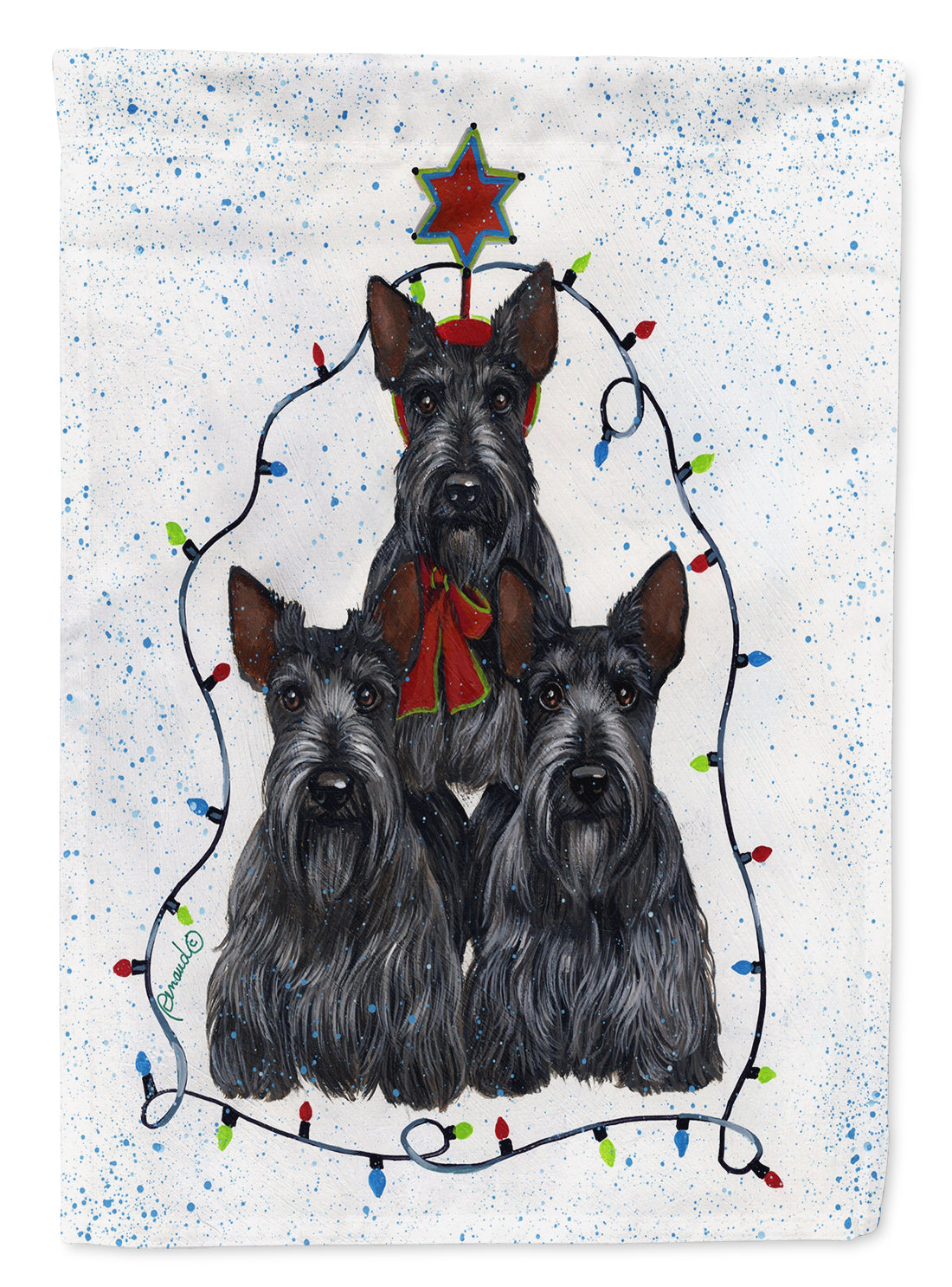 Scottie Christmas Family Tree Garden Flag Mailbox Decorative Yard Banner Outside Patio Artwork for Flower Beds, Garden Size, Multicolor