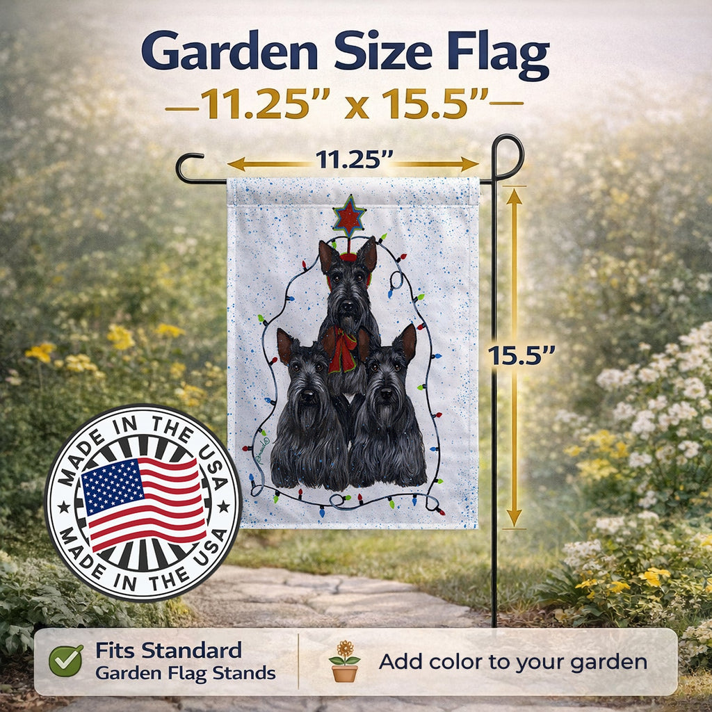 Scottie Christmas Family Tree Garden Flag Mailbox Decorative Yard Banner Outside Patio Artwork for Flower Beds, Garden Size, Multicolor