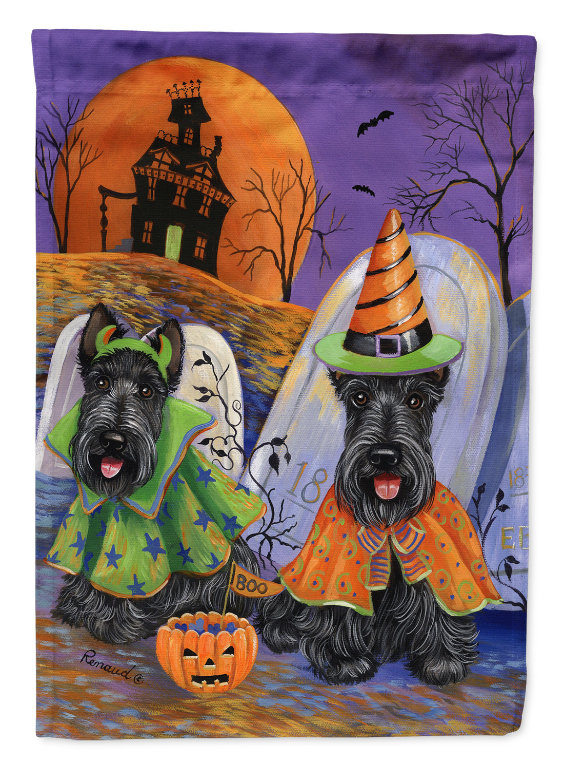 Scottie Halloween Haunted House Garden Flag Mailbox Decorative Yard Banner Outside Patio Artwork for Flower Beds, Garden Size, Multicolor