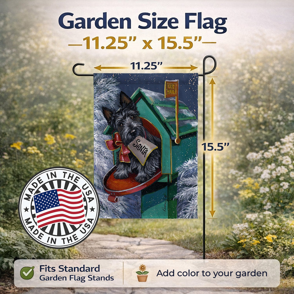 Scottie Christmas Letter to Santa Garden Flag Mailbox Decorative Yard Banner Outside Patio Artwork for Flower Beds, Garden Size, Multicolor