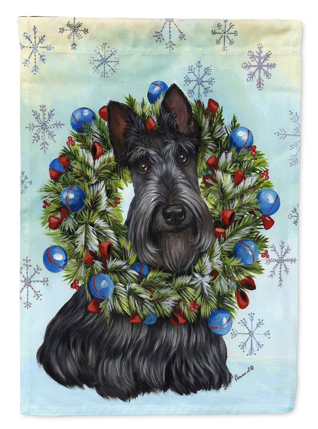 Scottie Christmas Snowflake Garden Flag Mailbox Decorative Yard Banner Outside Patio Artwork for Flower Beds, Garden Size, Multicolor
