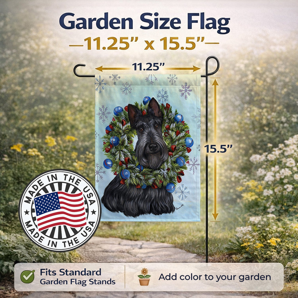 Scottie Christmas Snowflake Garden Flag Mailbox Decorative Yard Banner Outside Patio Artwork for Flower Beds, Garden Size, Multicolor