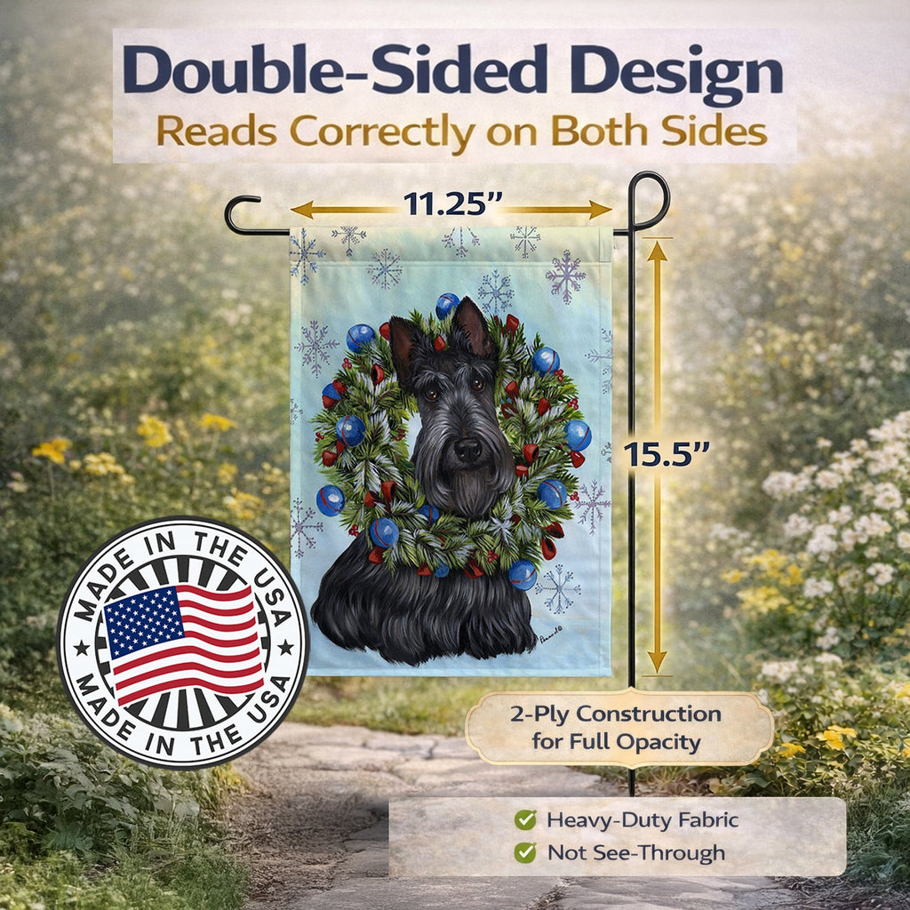 Scottie Christmas Snowflake Garden Flag Mailbox Decorative Yard Banner Outside Patio Artwork for Flower Beds, Garden Size, Multicolor