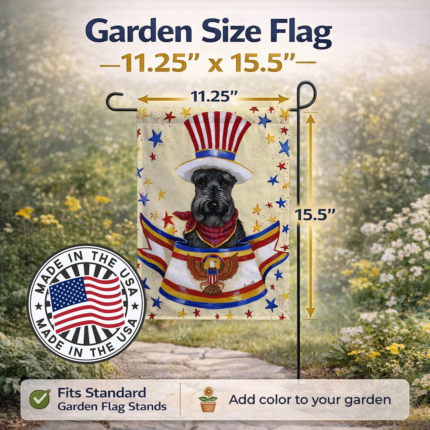 Scottie USA Garden Flag Mailbox Decorative Yard Banner Outside Patio Artwork for Flower Beds, Garden Size, Multicolor