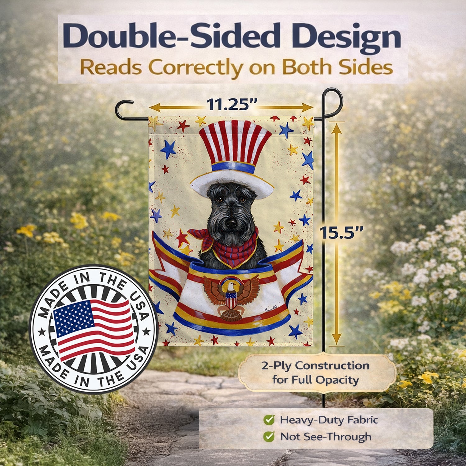 Scottie USA Garden Flag Mailbox Decorative Yard Banner Outside Patio Artwork for Flower Beds, Garden Size, Multicolor