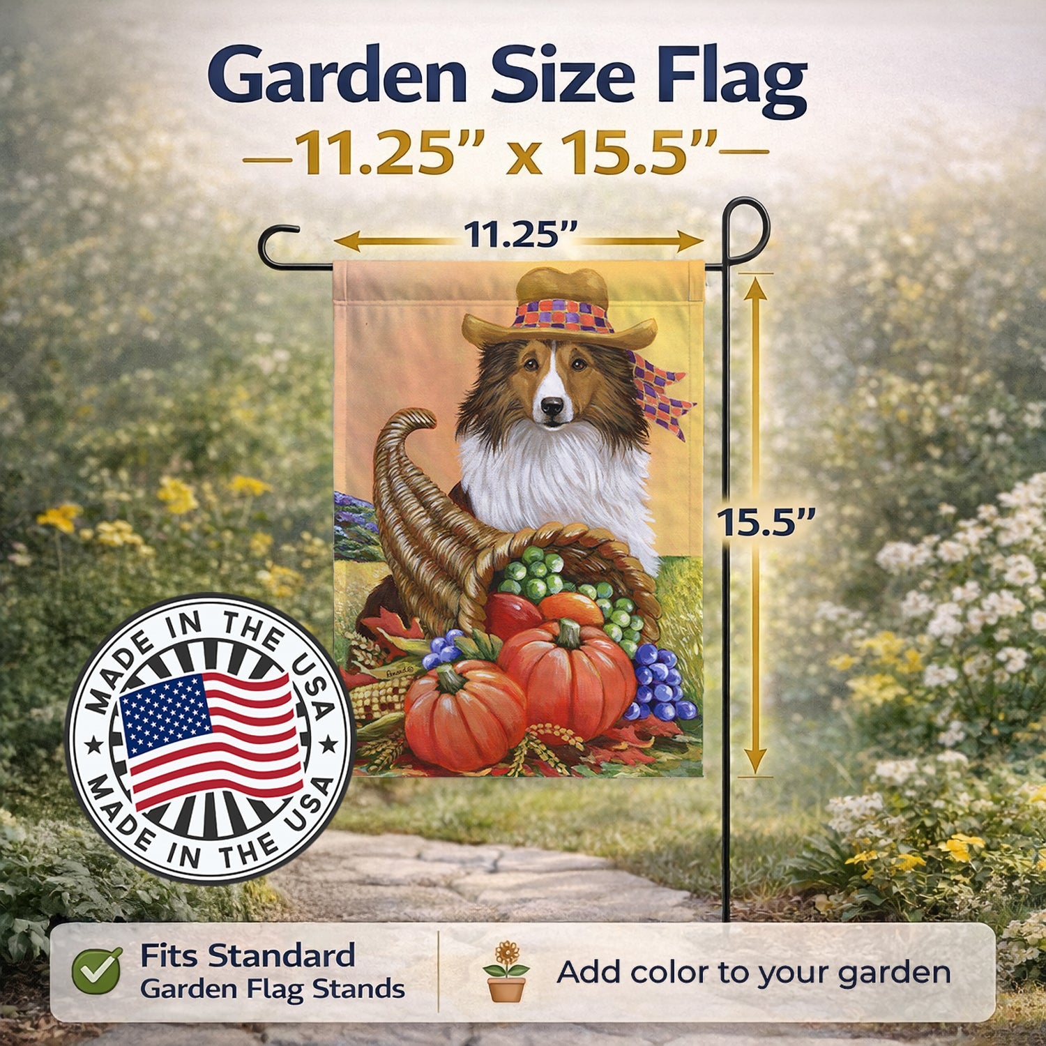 Sheltie Autumn Garden Flag Mailbox Decorative Yard Banner Outside Patio Artwork for Flower Beds, Garden Size, Multicolor