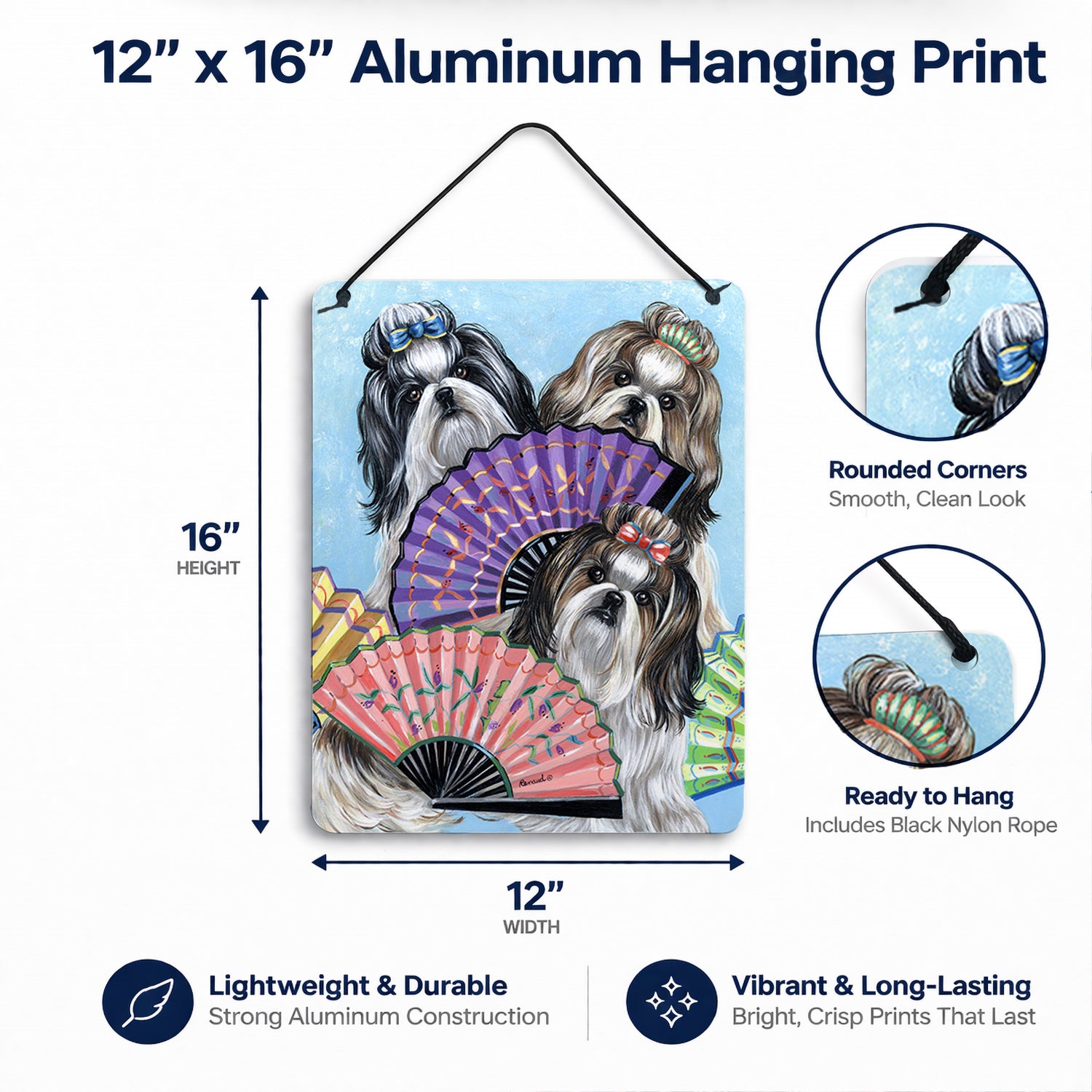 Shih Tzu Top Fans Wall or Door Hanging Prints Aluminum Metal Sign Kitchen Wall Bar Bathroom Plaque Home Decor Front Door Plaque, 12x16, Multicolor