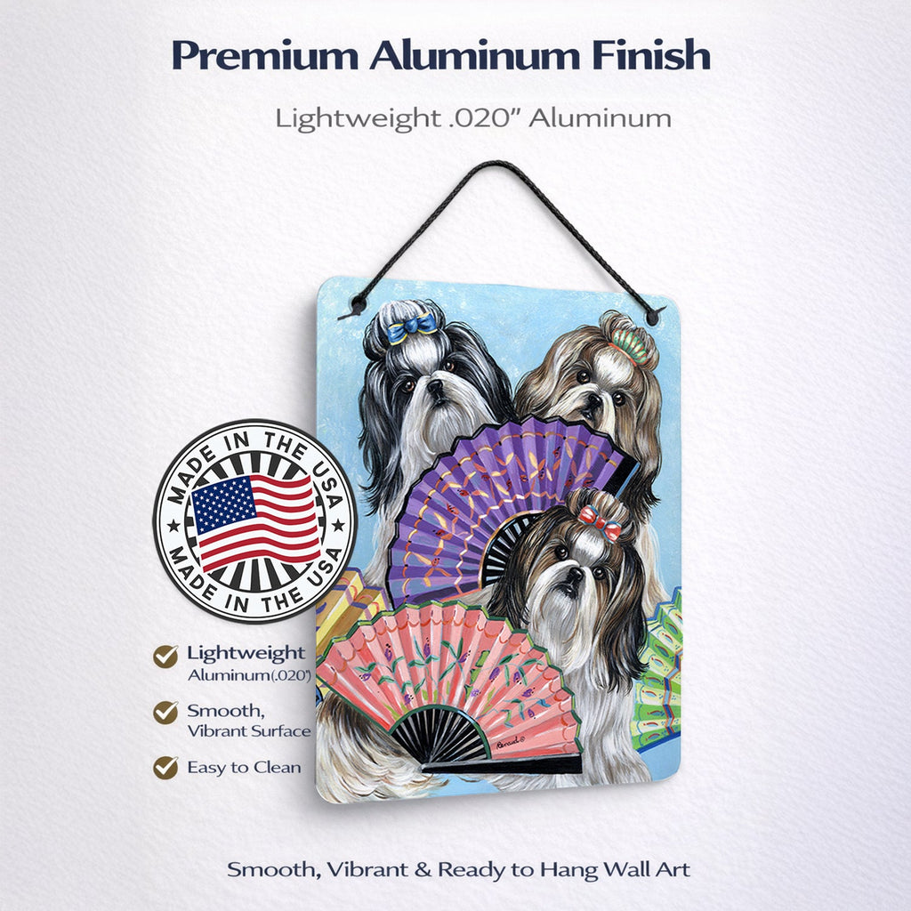 Shih Tzu Top Fans Wall or Door Hanging Prints Aluminum Metal Sign Kitchen Wall Bar Bathroom Plaque Home Decor Front Door Plaque, 12x16, Multicolor