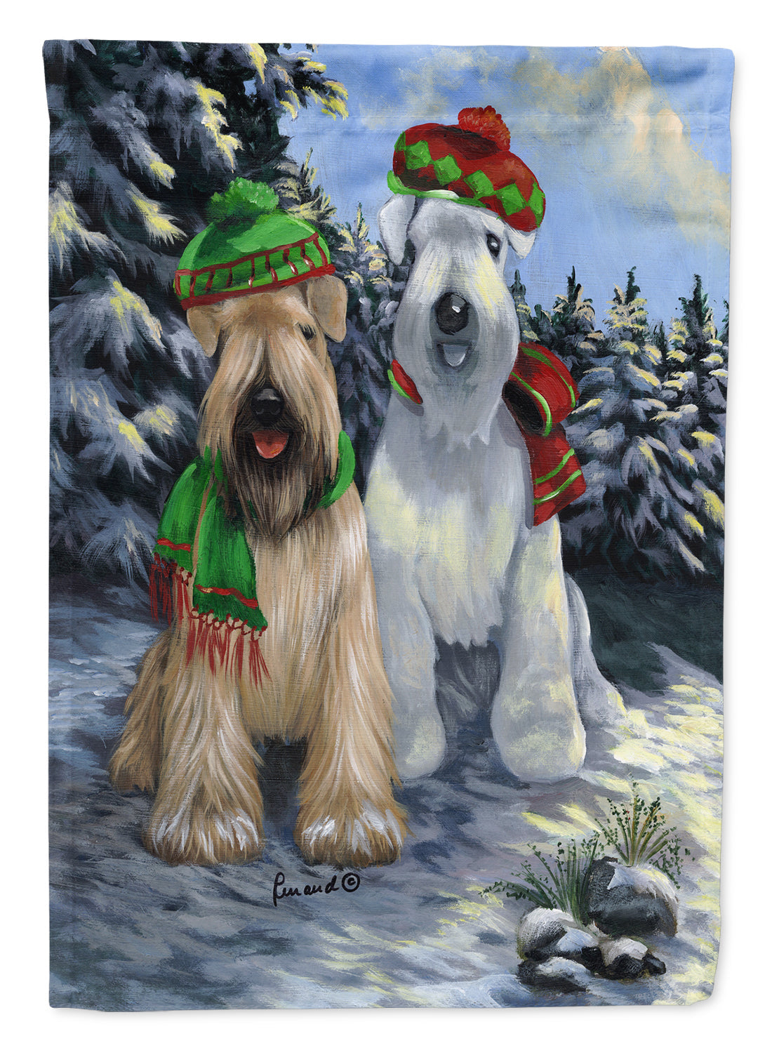Wheaten Terrier Christmas Snowdog Garden Flag Mailbox Decorative Yard Banner Outside Patio Artwork for Flower Beds, Garden Size, Multicolor