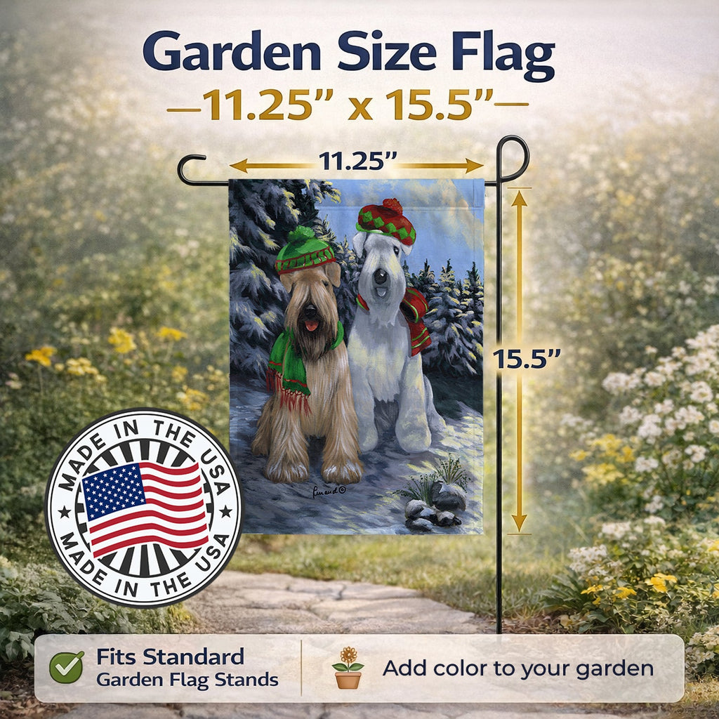 Wheaten Terrier Christmas Snowdog Garden Flag Mailbox Decorative Yard Banner Outside Patio Artwork for Flower Beds, Garden Size, Multicolor