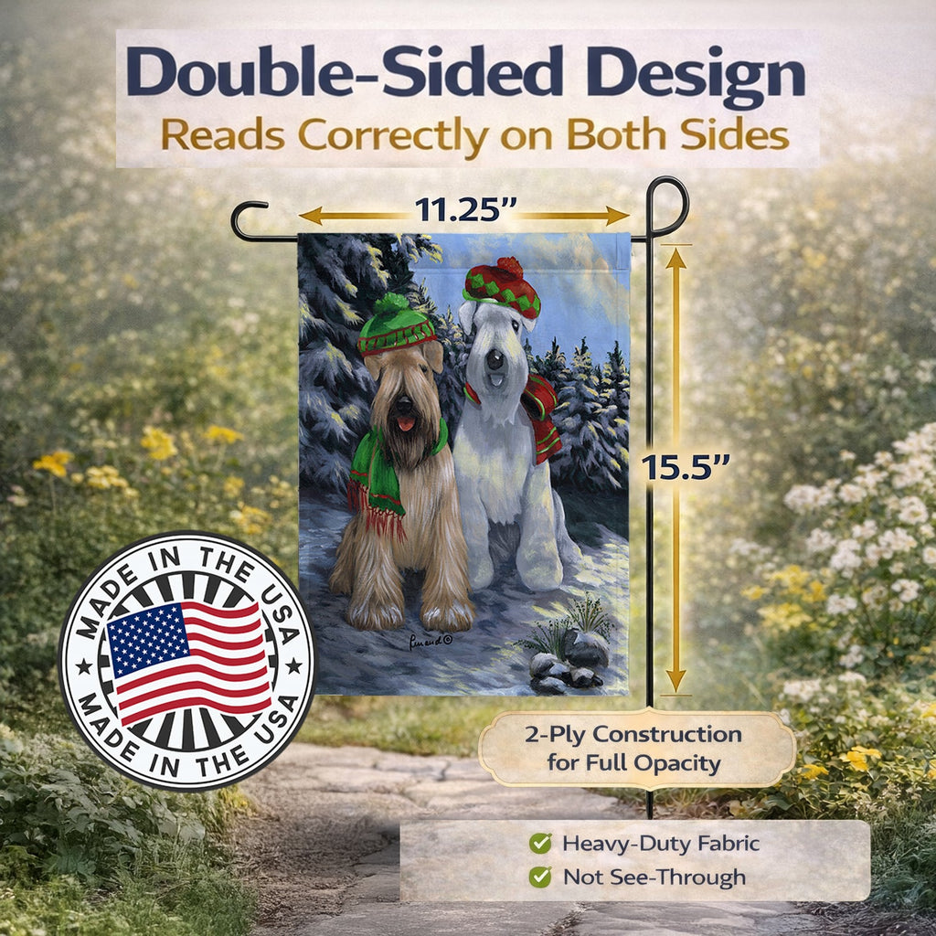 Wheaten Terrier Christmas Snowdog Garden Flag Mailbox Decorative Yard Banner Outside Patio Artwork for Flower Beds, Garden Size, Multicolor