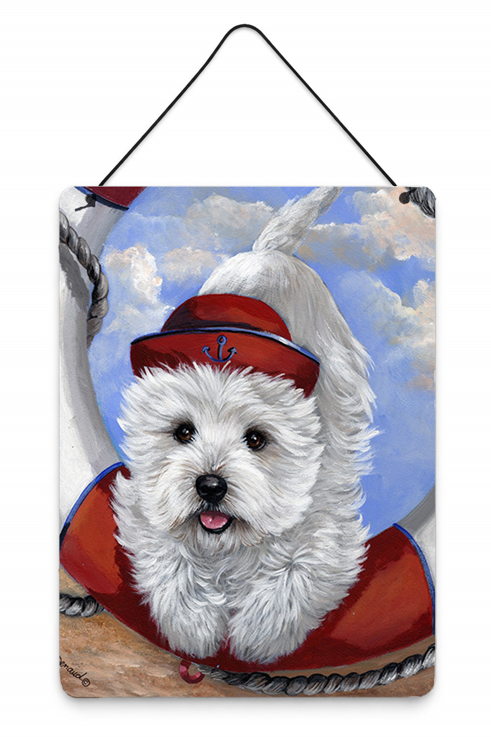 Westie Ahoy Sailor Wall or Door Hanging Prints Aluminum Metal Sign Kitchen Wall Bar Bathroom Plaque Home Decor Front Door Plaque, 12x16, Multicolor