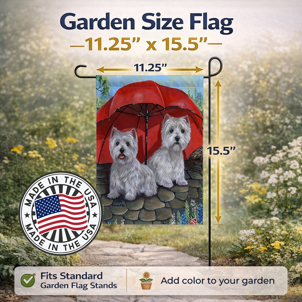 Westie April Showers Garden Flag Mailbox Decorative Yard Banner Outside Patio Artwork for Flower Beds, Garden Size, Multicolor