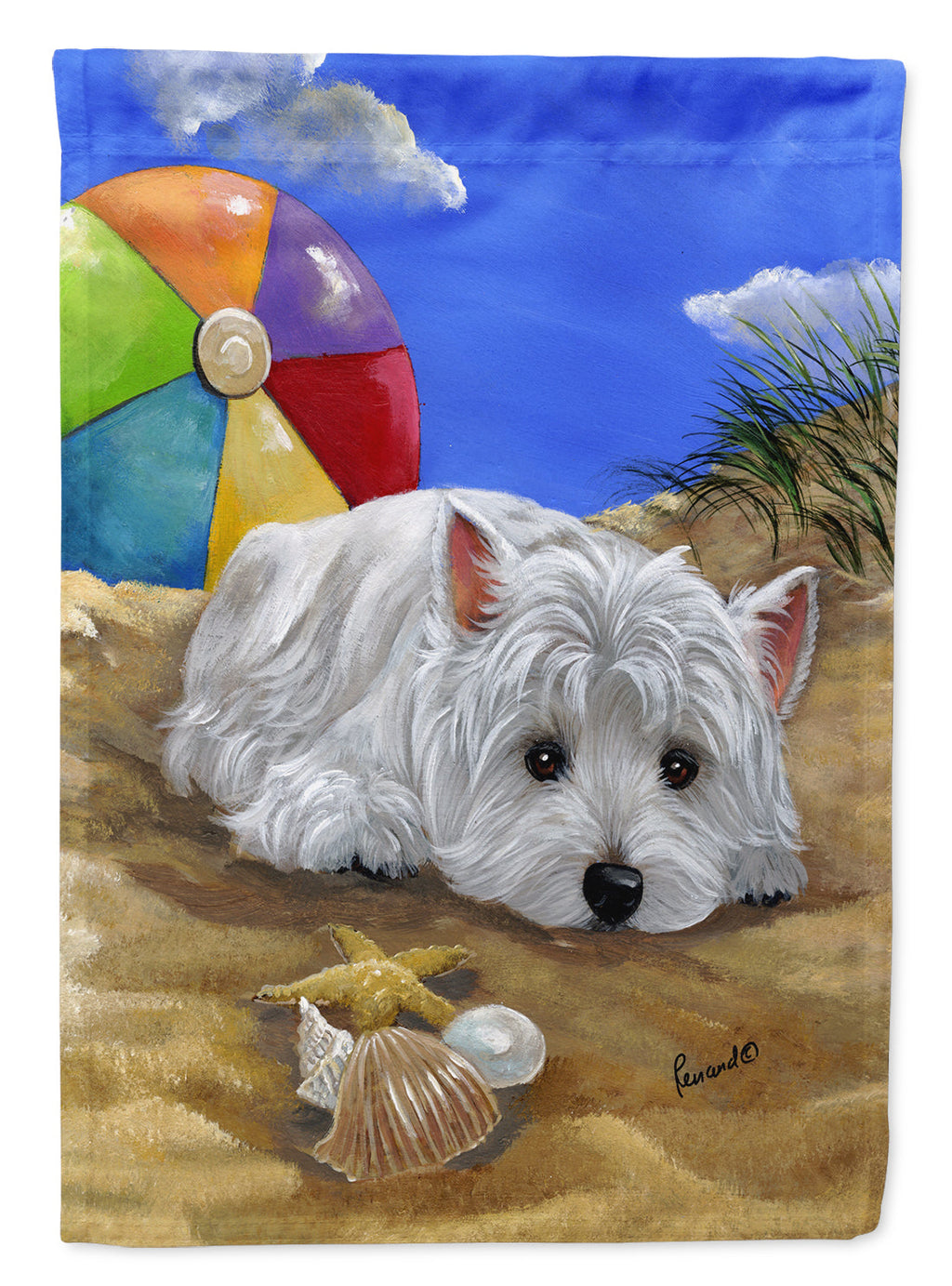 Westie Beach Baby Garden Flag Mailbox Decorative Yard Banner Outside Patio Artwork for Flower Beds, Garden Size, Multicolor