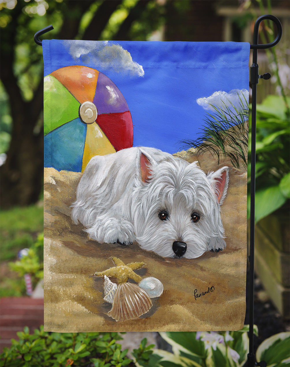 Westie Beach Baby Garden Flag Mailbox Decorative Yard Banner Outside Patio Artwork for Flower Beds, Garden Size, Multicolor
