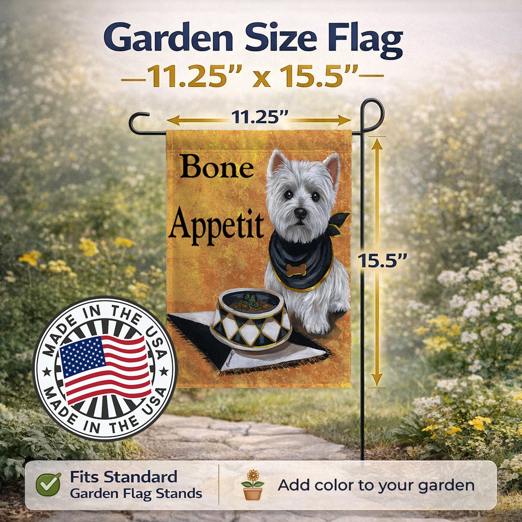 Westie Bone Appetit Garden Flag Mailbox Decorative Yard Banner Outside Patio Artwork for Flower Beds, Garden Size, Multicolor