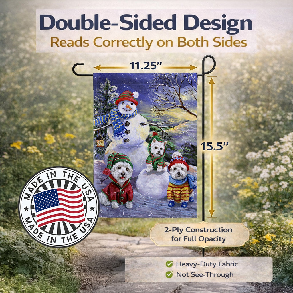 Westie Holiay Snowballs Garden Flag Mailbox Decorative Yard Banner Outside Patio Artwork for Flower Beds, Garden Size, Multicolor