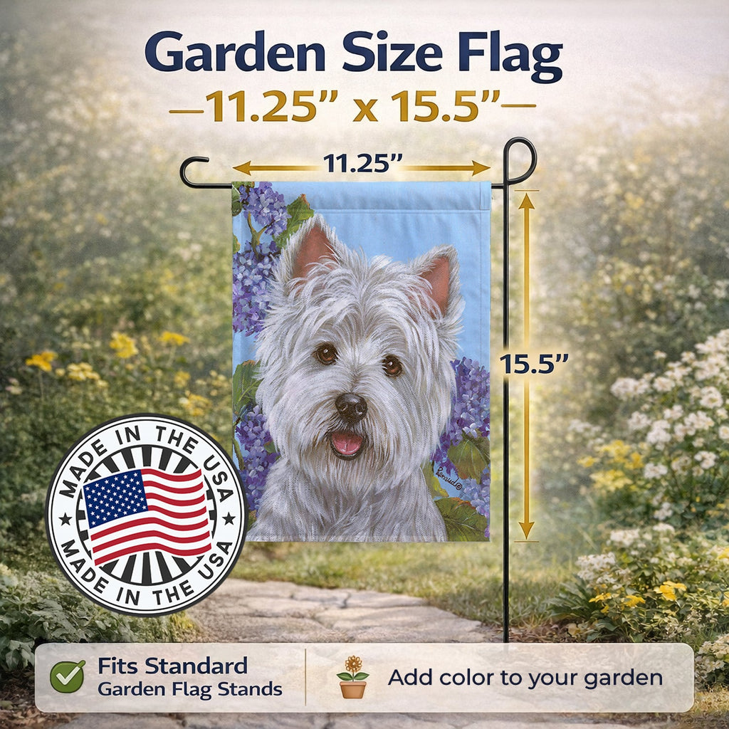 Westie Hydrangea Garden Flag Mailbox Decorative Yard Banner Outside Patio Artwork for Flower Beds, Garden Size, Multicolor