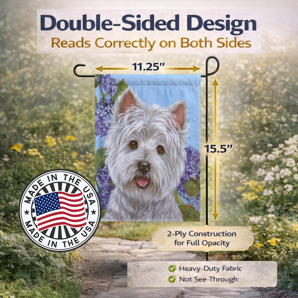 Westie Hydrangea Garden Flag Mailbox Decorative Yard Banner Outside Patio Artwork for Flower Beds, Garden Size, Multicolor