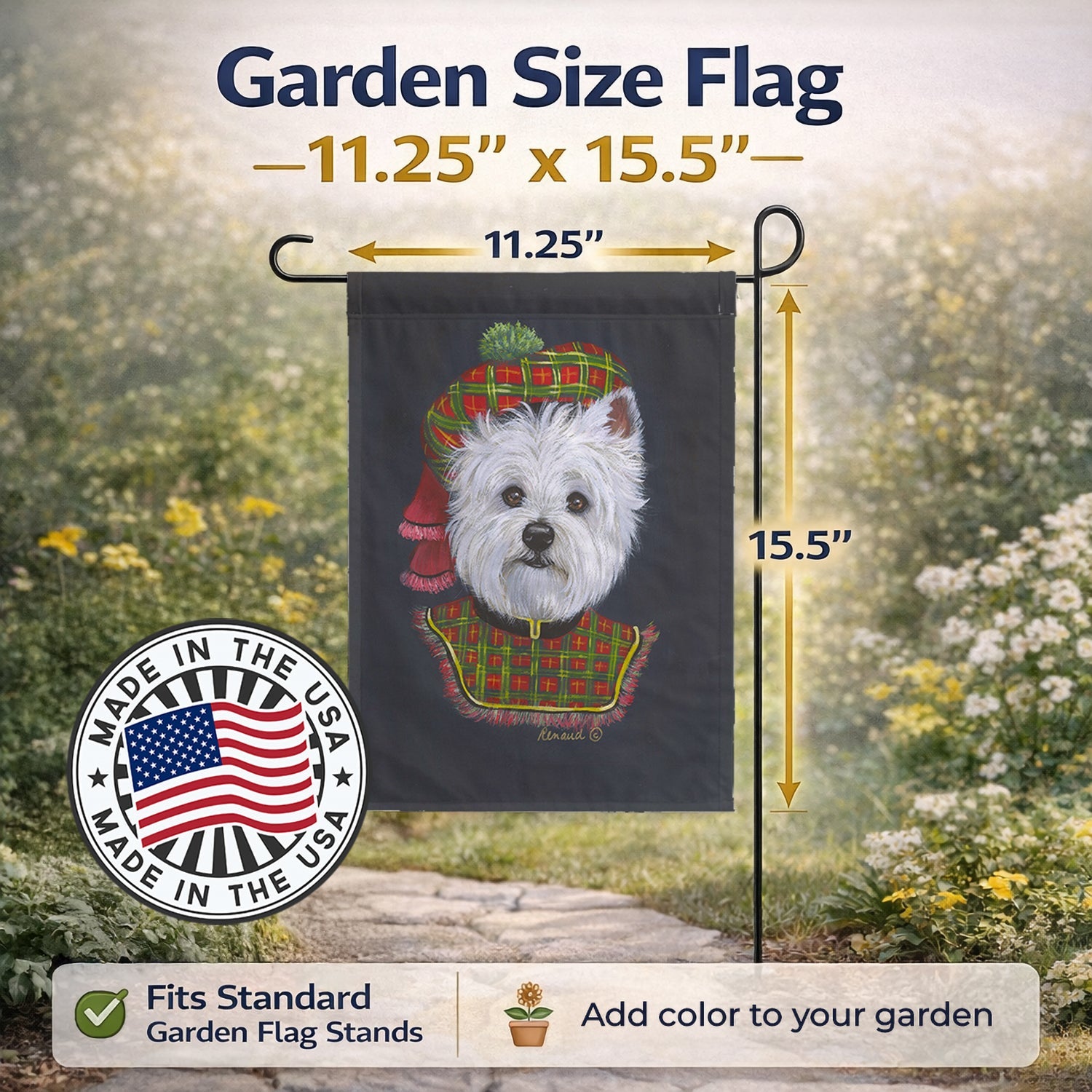 Westie Lad Plaid Garden Flag Mailbox Decorative Yard Banner Outside Patio Artwork for Flower Beds, Garden Size, Multicolor