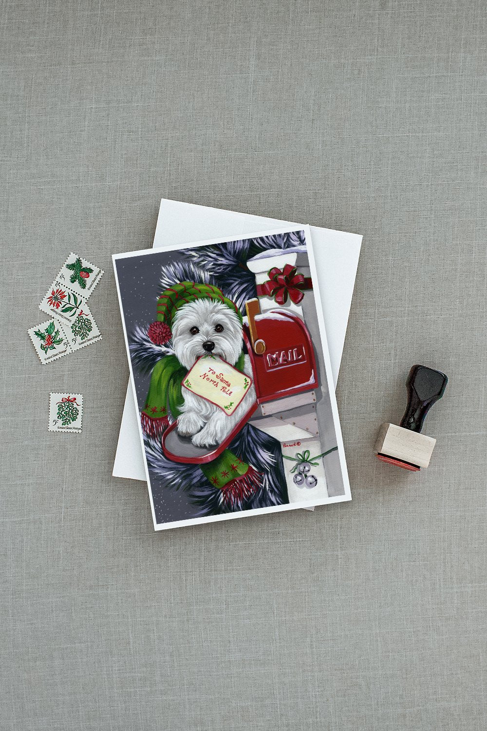 Westie Christmas Letter to Santa Greeting Cards Pack of 8 Blank Cards with Envelopes Whimsical A7 Size 5x7