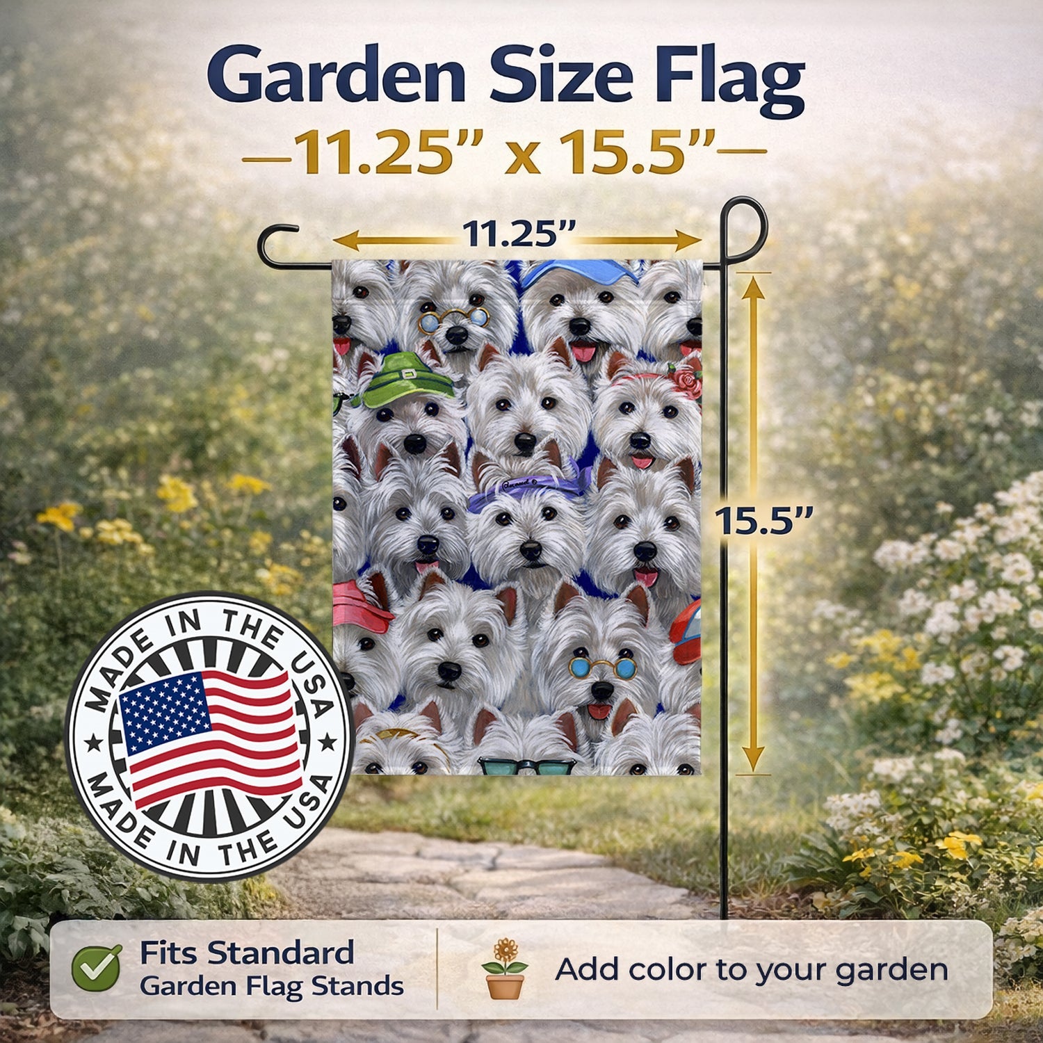 Westie Many Faces Garden Flag Mailbox Decorative Yard Banner Outside Patio Artwork for Flower Beds, Garden Size, Multicolor