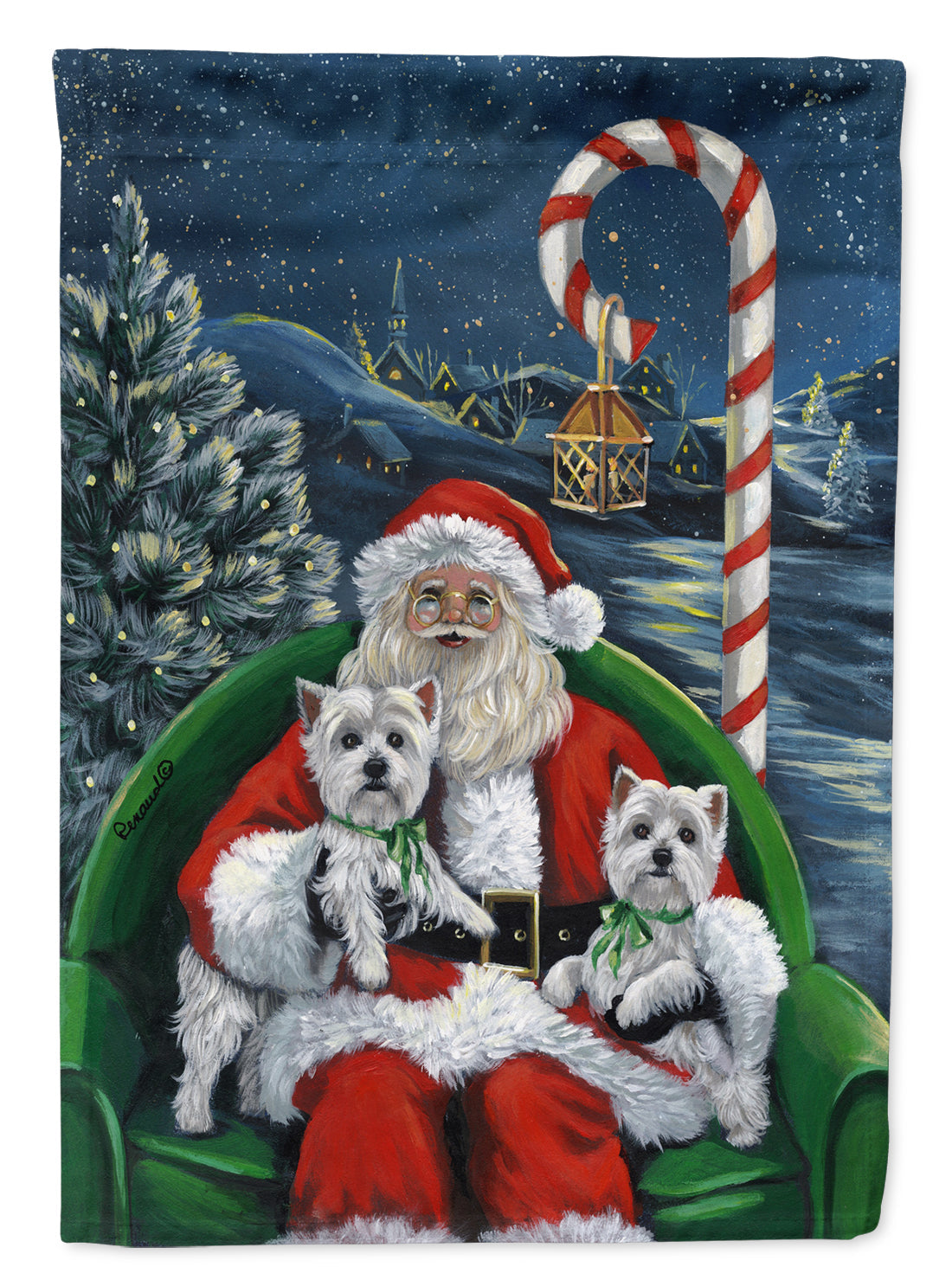 Westie Christmas Santa's Village Garden Flag Mailbox Decorative Yard Banner Outside Patio Artwork for Flower Beds, Garden Size, Multicolor