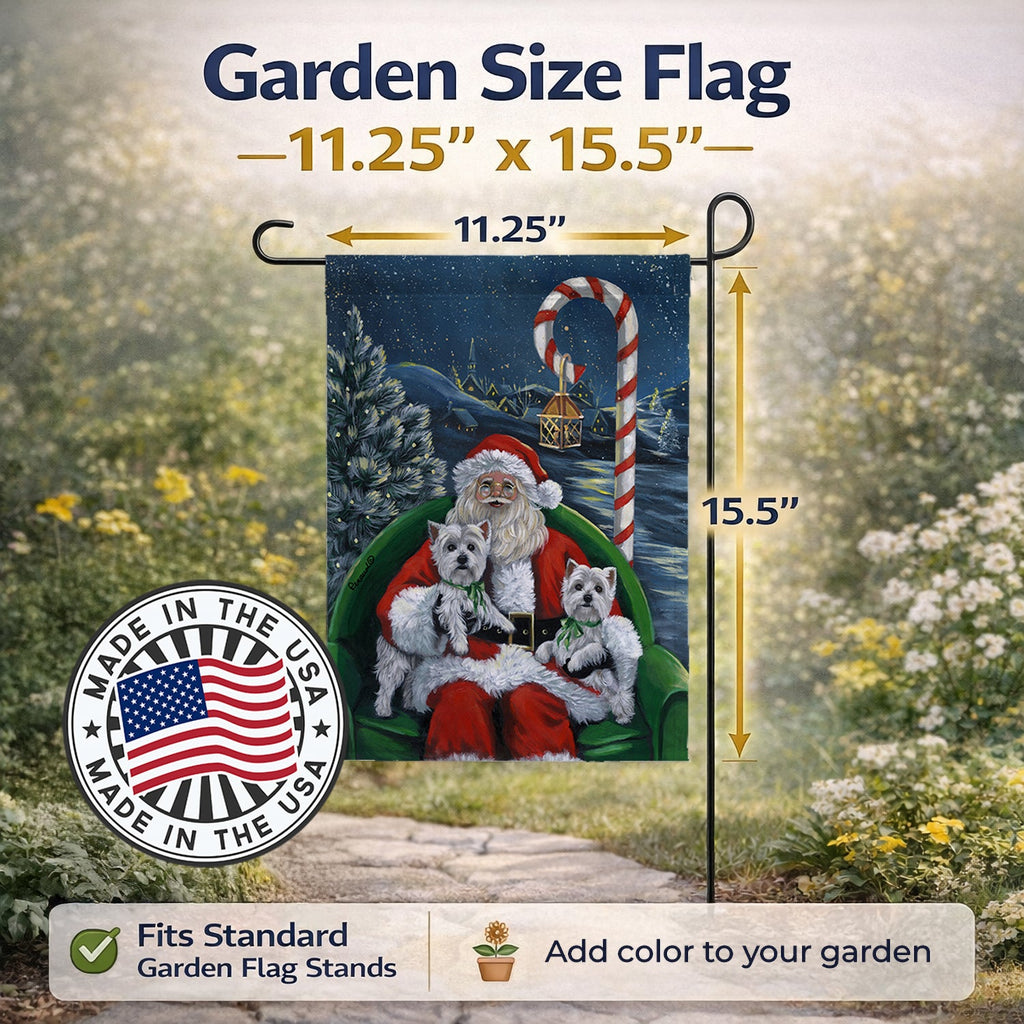 Westie Christmas Santa's Village Garden Flag Mailbox Decorative Yard Banner Outside Patio Artwork for Flower Beds, Garden Size, Multicolor