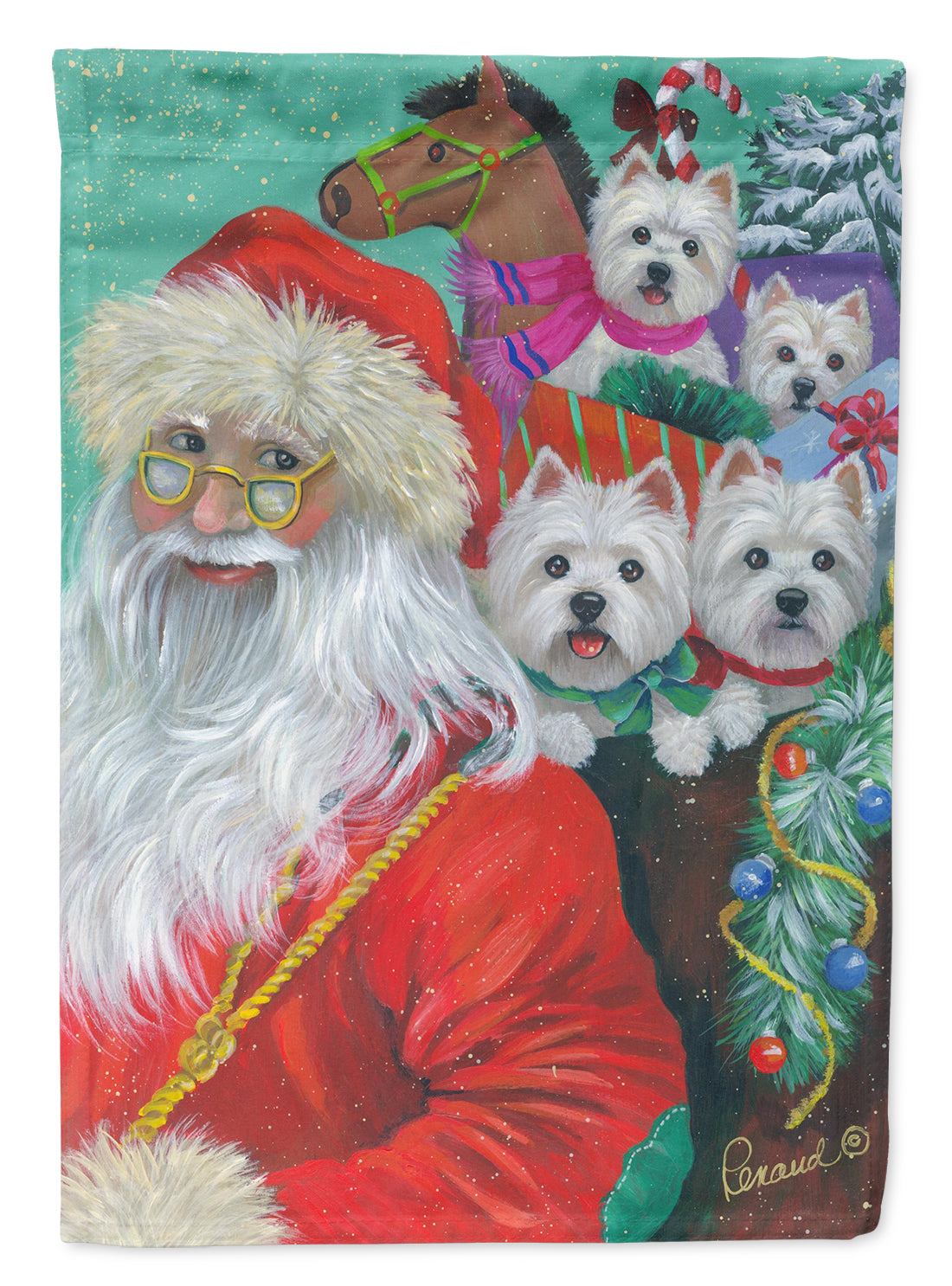 Westie Christmas Santa's Westies Garden Flag Mailbox Decorative Yard Banner Outside Patio Artwork for Flower Beds, Garden Size, Multicolor