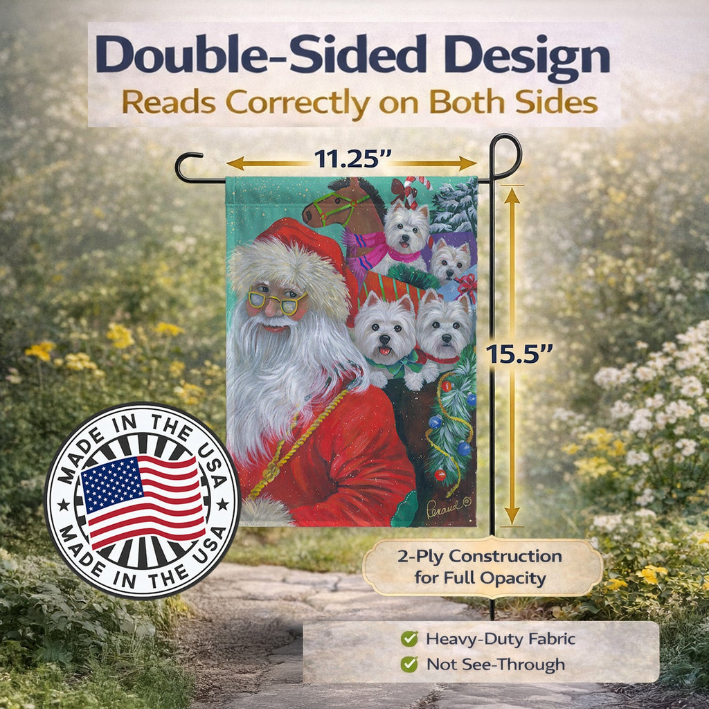 Westie Christmas Santa's Westies Garden Flag Mailbox Decorative Yard Banner Outside Patio Artwork for Flower Beds, Garden Size, Multicolor