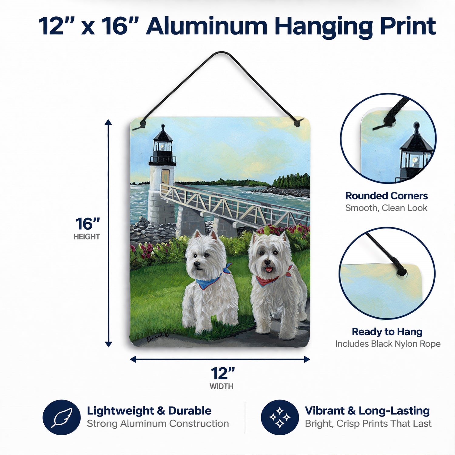 Westie Schooner & Annie Wall or Door Hanging Prints Aluminum Metal Sign Kitchen Wall Bar Bathroom Plaque Home Decor Front Door Plaque, 12x16, Multicolor