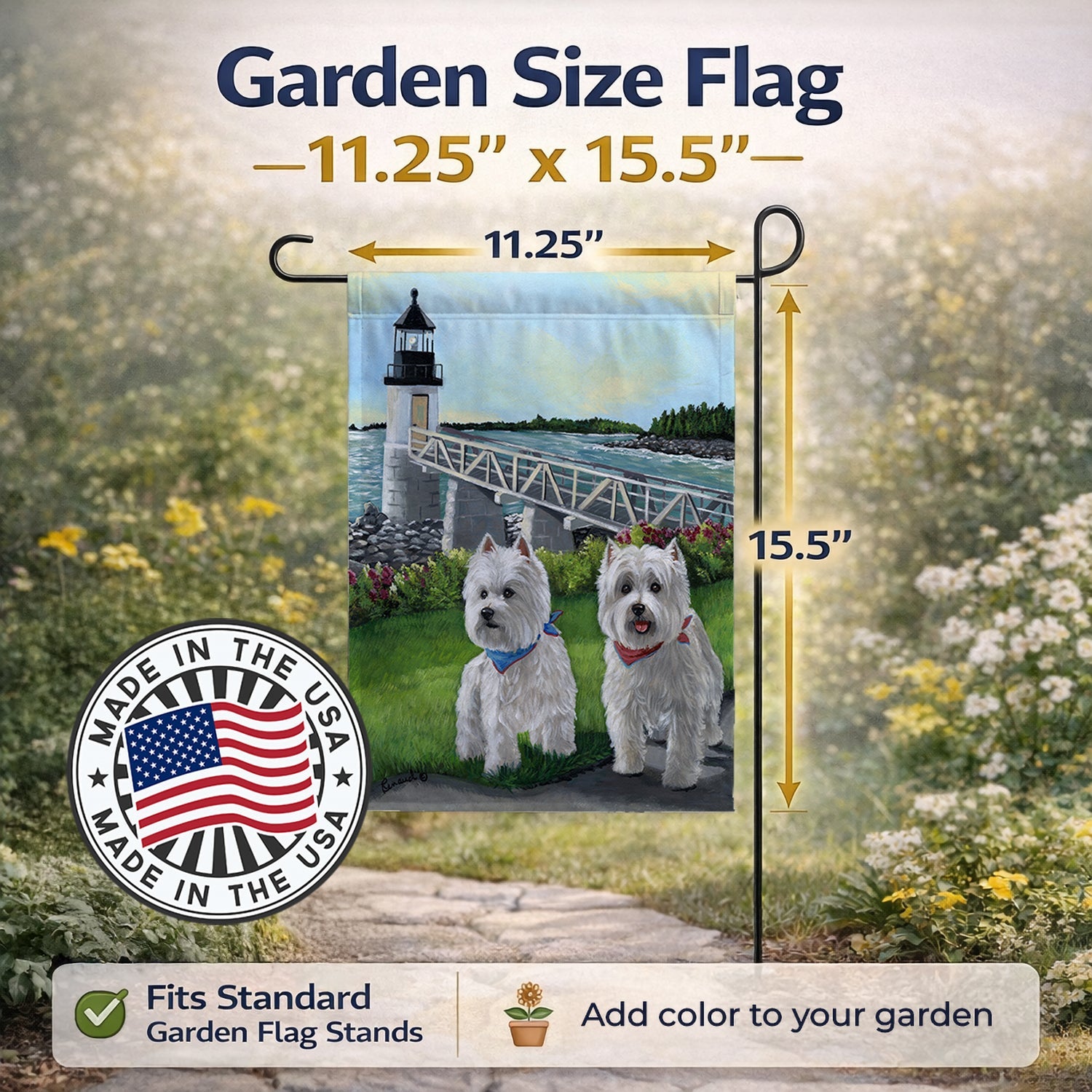 Westie Schooner & Annie Garden Flag Mailbox Decorative Yard Banner Outside Patio Artwork for Flower Beds, Garden Size, Multicolor